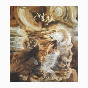Stefano Mazzolini, Wolk with Flowers, 1996, Oil on Wood