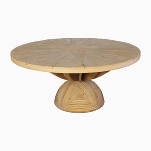 Brújula de mesa redonda de madera de Mario Ceroli para Poltronova, años 70