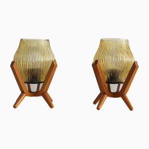 Vintage Bedside Table Lamps by Drevo Humpolec, 1970s, Set of 2