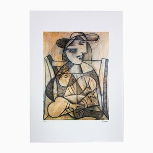 After Pablo Picasso, Donna con le mani giunte, 1962, Litografia offset, anni '60, inchiostro e carta