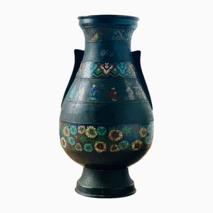 Meiji Champleve Enamel Bronze Vase, 1890s