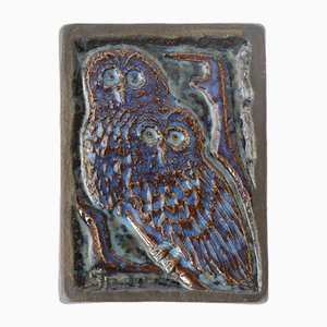 Ceramic Owl Wall Plaque by Joseph Simon for Søholm, 1960s