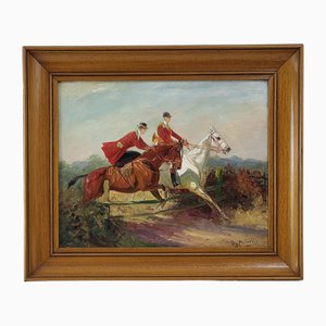Eugene Pechhaubes, Le saut de la barrière, Oil on Board