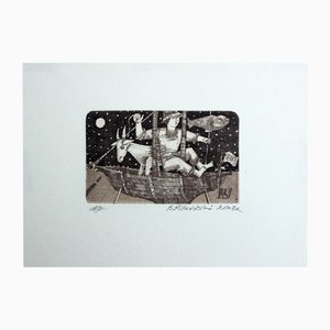 Bogdan Pikulicki, En un barco, Impresión y collage en papel en relieve, 2018
