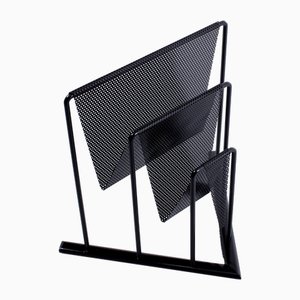 Postmodern Black Perforated Metal Magazine Rack by Markus Börgens for D-Tec, 1980s