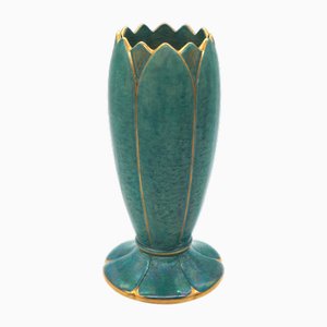 Shimmering Green Vase by Josef Ekberg for Gustavsberg, Sweden, 1930s