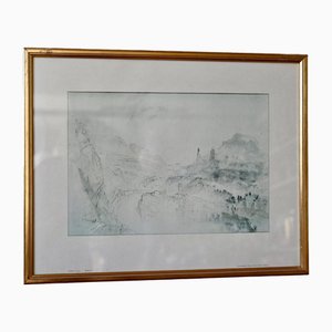 Después de William Turner, paisaje de Baden 3, década de 1800, lumografía, enmarcado