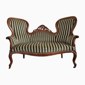 Antique Walnut Sofa with Carving, 1900s