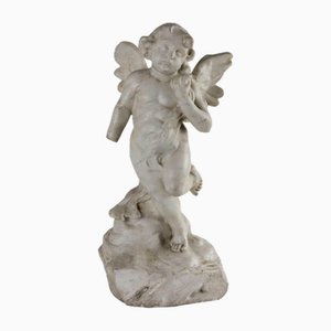 Kleine Engelsstatue aus weißem Marmor