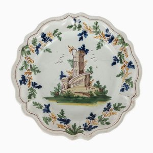 Majolica Plate with Lobed and Moulded Brim
