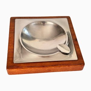 Skandinavischer Aschenbecher aus Holz & Metall, 1950er