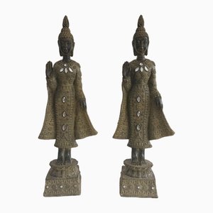 Vintage Buddha Standing Thai Statuen, 1980, 2er Set