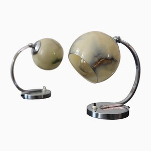 Verchromte Art Deco Tischlampen, Meissen, 1930er, 2er Set