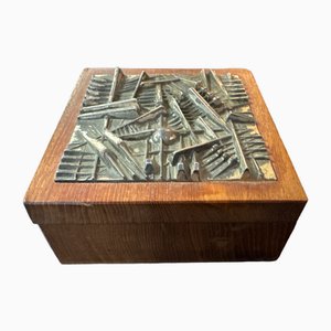 Teak and Bronze Bottle Box by Arnoldo Pomodoro, 1970s