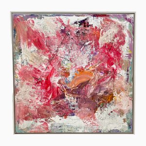 Felix Bachmann, Abstract Composition in Red and White, 2024, Mixed Media