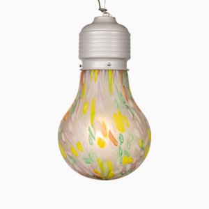 Italian Hand Blown Light Bulb Shaped Ceiling Light from Due P, 1980s