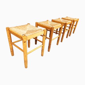 Vintage Hocker aus Korbgeflecht, 1960er, 4er Set