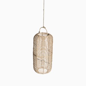 Grande Lampe à Suspension en Rotin en Forme de Lanterne