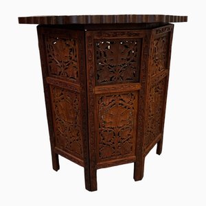 Antique Hand Carved Octagonal Side Table