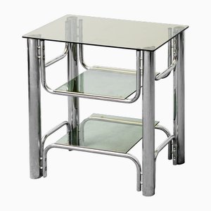 TV Stand Table in Glass and Chromed Metal, 1970s