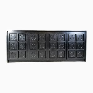 Brutalist Black Credenza, 1970s