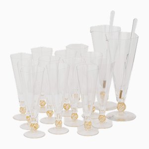 20th Century Italian Carafes & 12 Glasses by Italo Varisco, Venice, Set of 14