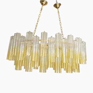 Lampadario Tronchi ovale in vetro di Murano color ambra chiaro di Simoeng