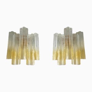 Vanished-Clear Amber Tronchi Murano Glass Wall Sconces by Simoeng, Set of 2