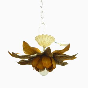 Shabby Chic Metal Flower Ceiling Lamp, 1960s