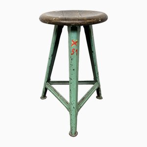 Industrial Green Workshop Stool, 1960s