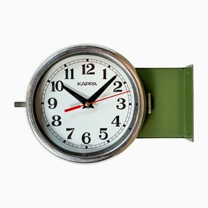 Vintage Green Kappa Maritime Double Sided Wall Clock, 1980s