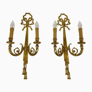 Vintage Louis XVI Belgium Bronze Wall Sconces Lighting Classic Empire Furniture from Massive Lighting, Set of 2