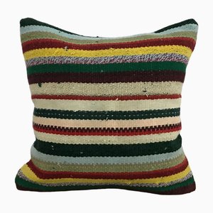 Vintage gestreiftes Vintage Wollkissen, 1950er