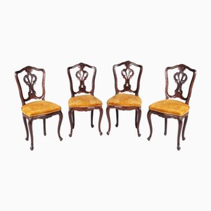 Antique Louis XVI Walnut Dining Chairs attributed to Vincenzo Cadorin, Set of 4