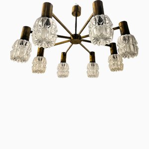Mid-Century Crystal Brass Chandelier from Kaiser Idell / Kaiser Leuchten, 1960s
