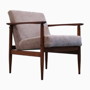 Mid-Century Sessel aus warmgrauem Textil, 1960er