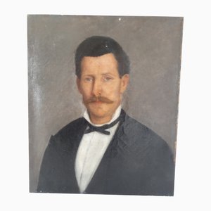 Französischer Künstler, Porträt eines Gentleman, 1890er-1910er, Öl auf Leinwand