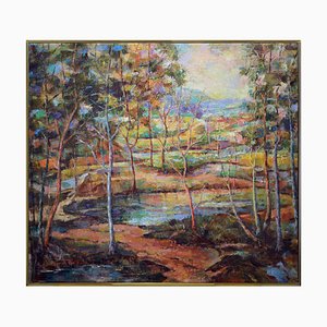 Alfonso Pragliola, Riflessi Boschivi, Painting on Raw Jute Canvas
