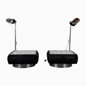 Side Tables with Integrated Lamp, 1980s, Set of 2