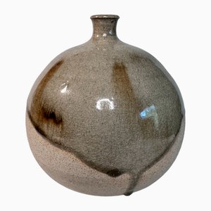 Studio Keramik Sphere Steingut Vase mit Halbglasur, Deutschland, 1960er