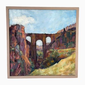 Thea Dupays, El Tajo Gorge and Bridge at Ronda, Andalusien, Spanien, 1990er Jahre, Öl auf Leinwand