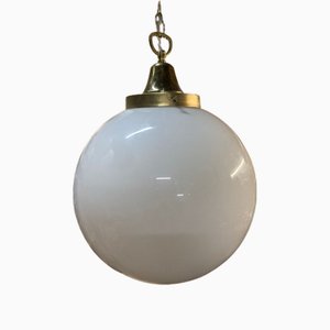 Lampada a sospensione in vetro bianco opalino, 1970