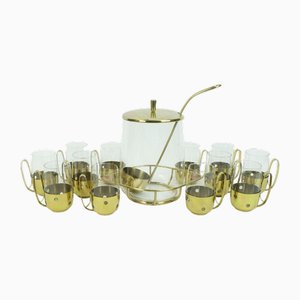Mid-Century Punch Bowl Set mit Gläsern und Tafelaufsatz, 1950er, 13 . Set