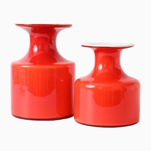 Rote Carnaby Glasvasen von Per Lutken für Holmegaard, 1960er, 2er Set