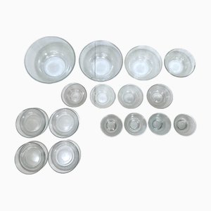 Glass Bowls Tableware by Wilhelm Wagenfeld for Vereinigte Lausitzer Glaswerke Ag, Weiswasser, Germany, 1950s, Set of 16