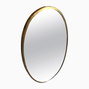 Mid-Century Modern Brass Italian Oval Wall Mirror in the style of Gio Ponti, 1950s
