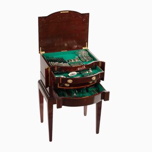 Antikes Silbernes Besteck mit Schrank, Ungarn, 19. Jh.