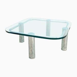 Table Basse en Verre Massif et Chrome