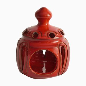 Lampada a candela rossa Lobster fatta a mano in ceramica di Barbro Sundelin per Basun Keramik