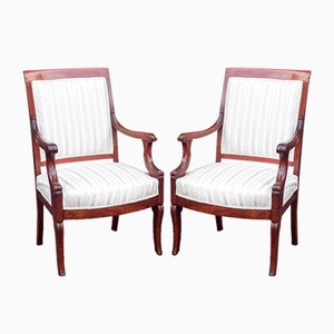 Set of Late 19th Century Carved Mahogany Open Armchairs